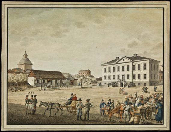Suurtori (nyk. Senaatintori) Carl Ludvig Engelin maalauksessa vuonna 1816